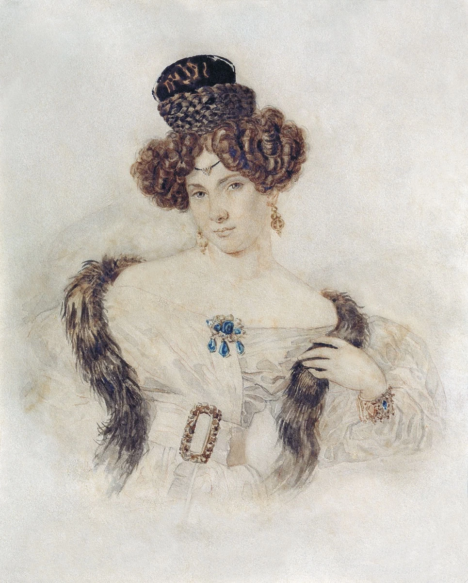 Ritratto di E.M. Bakunina in un boa di pelliccia - Museo Tropinin, Mosca